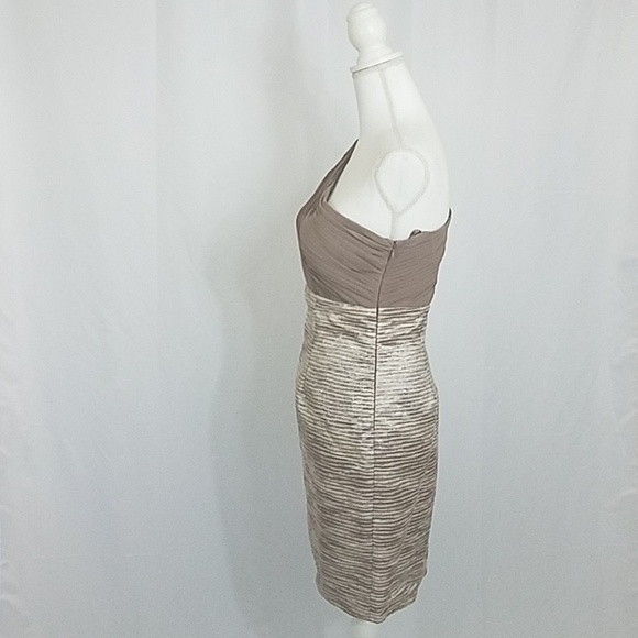 Eliza J Gold One Shoulder Dress Size 12 - Picture 3 of 8